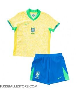 Günstige Brasilien Heimtrikotsatz Kinder Copa America 2024 Kurzarm (+ Kurze Hosen)